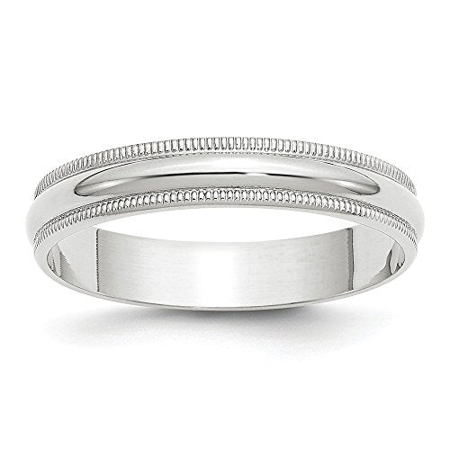 10k White Gold 4mm Lightweight Milgrain Half Round Wedding Band Size 11.5 1WML040