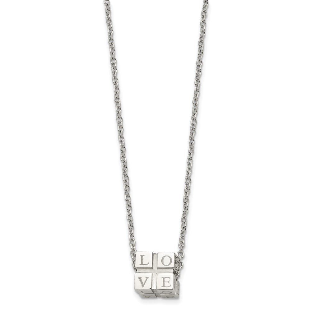 Stainless Steel Polished Love Box 18.5in Necklace