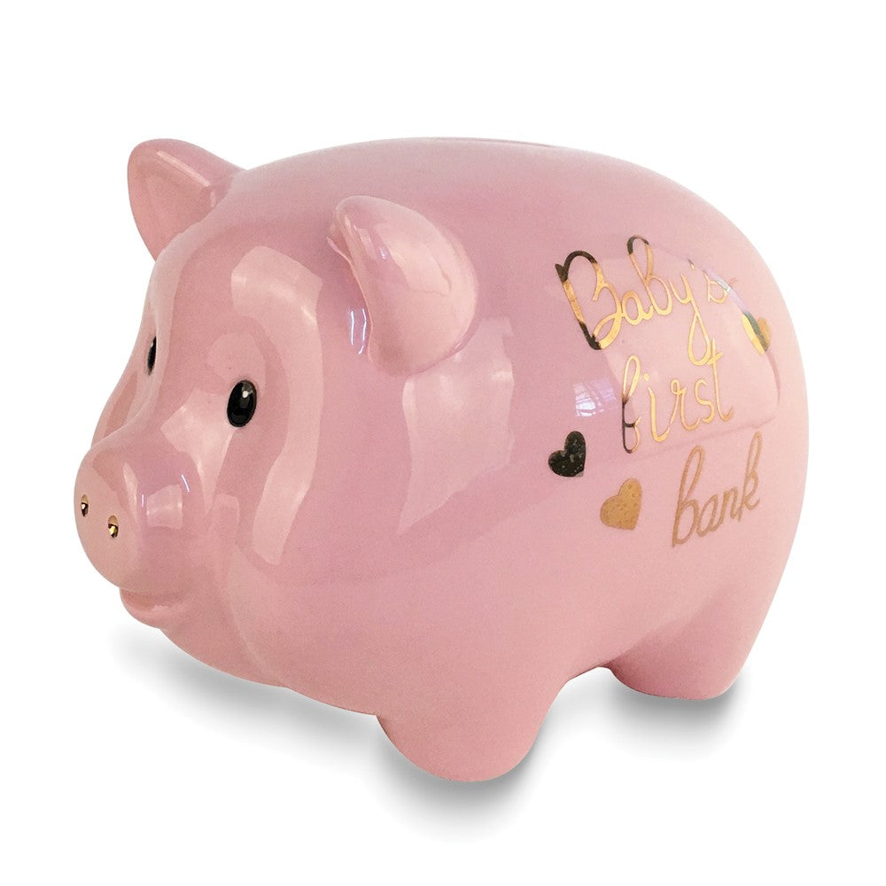 Pink Ceramic Babys First Piggy Bank