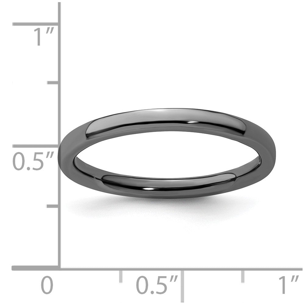 Sterling Silver Stackable Expressions Black-plated Polished Ring Size -8