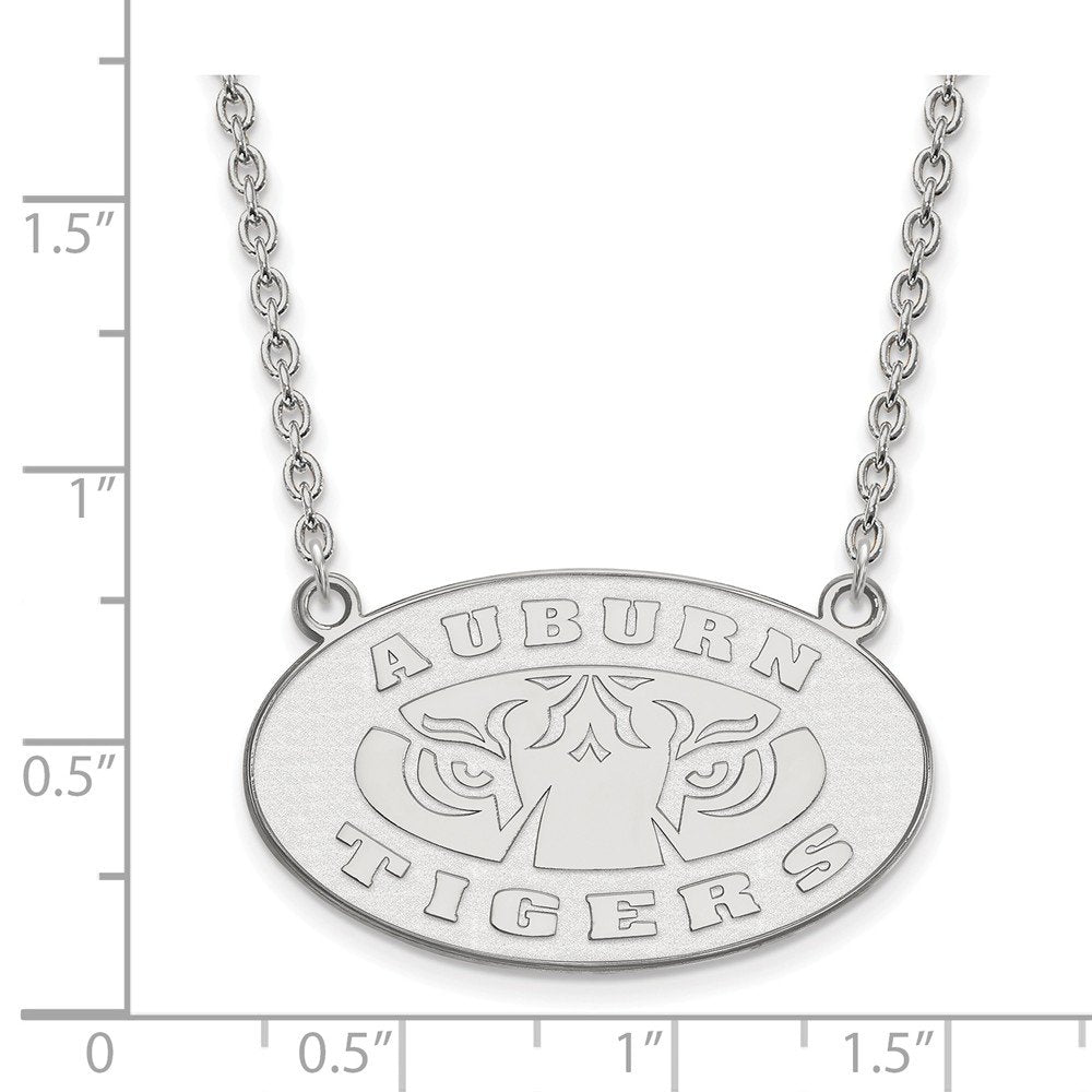 Sterling Silver Rhodium-plated LogoArt Auburn Tigers Large Pendant 18 inch Necklace QSS055AU-18