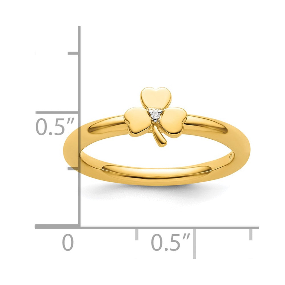 Sterling Silver Stackable Expressions Yellow-plated Dia. Clover Ring Size -6