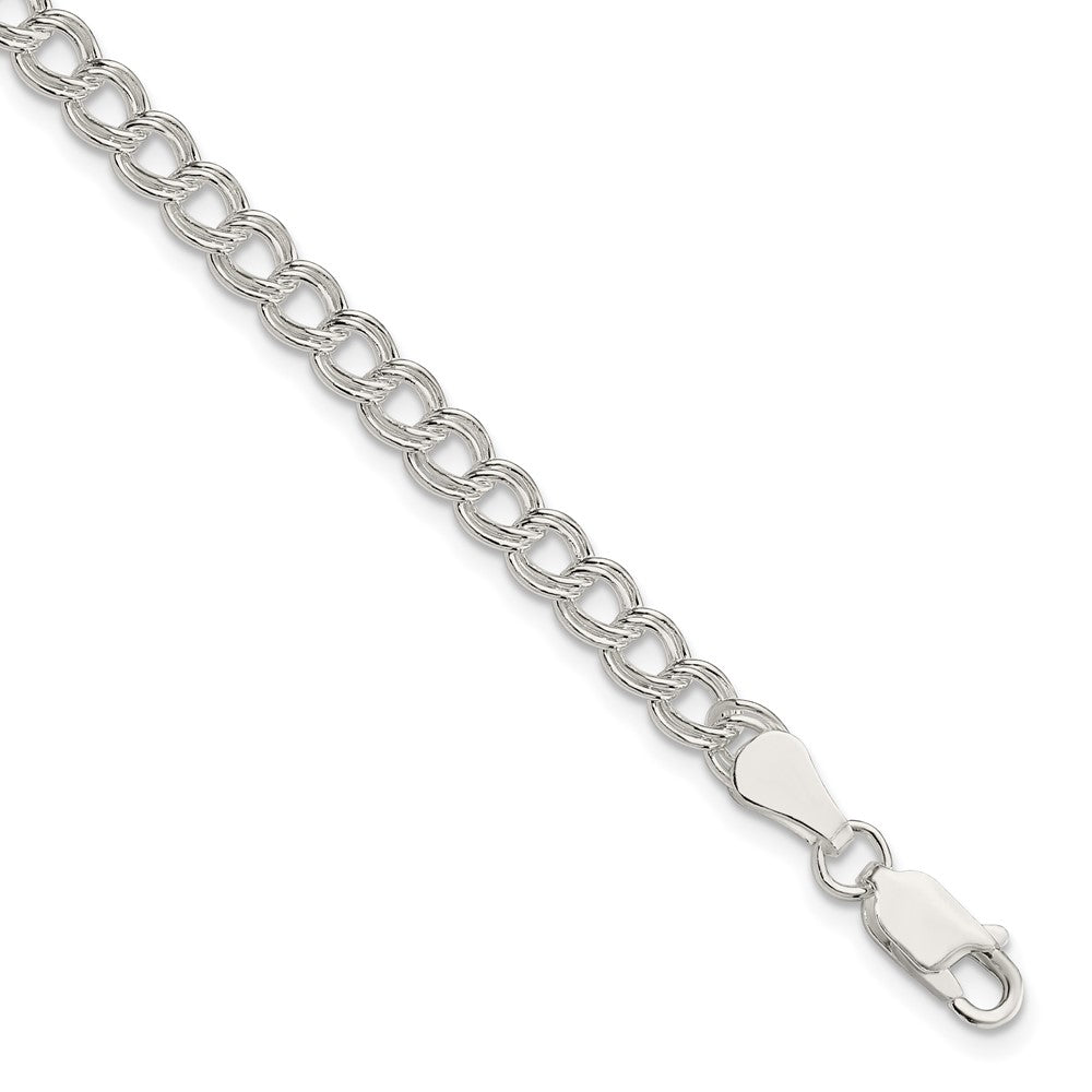 Sterling Silver 5mm Double Link Charm Bracelet 8 inches