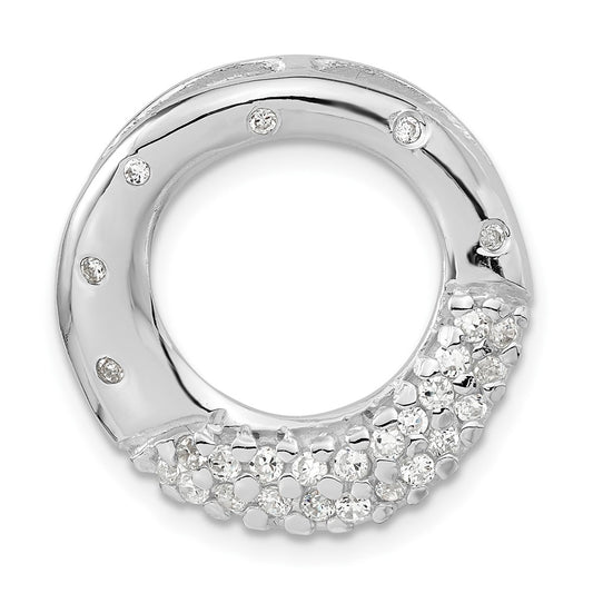 Sterling Silver Polished CZ Circle Slide Pendant