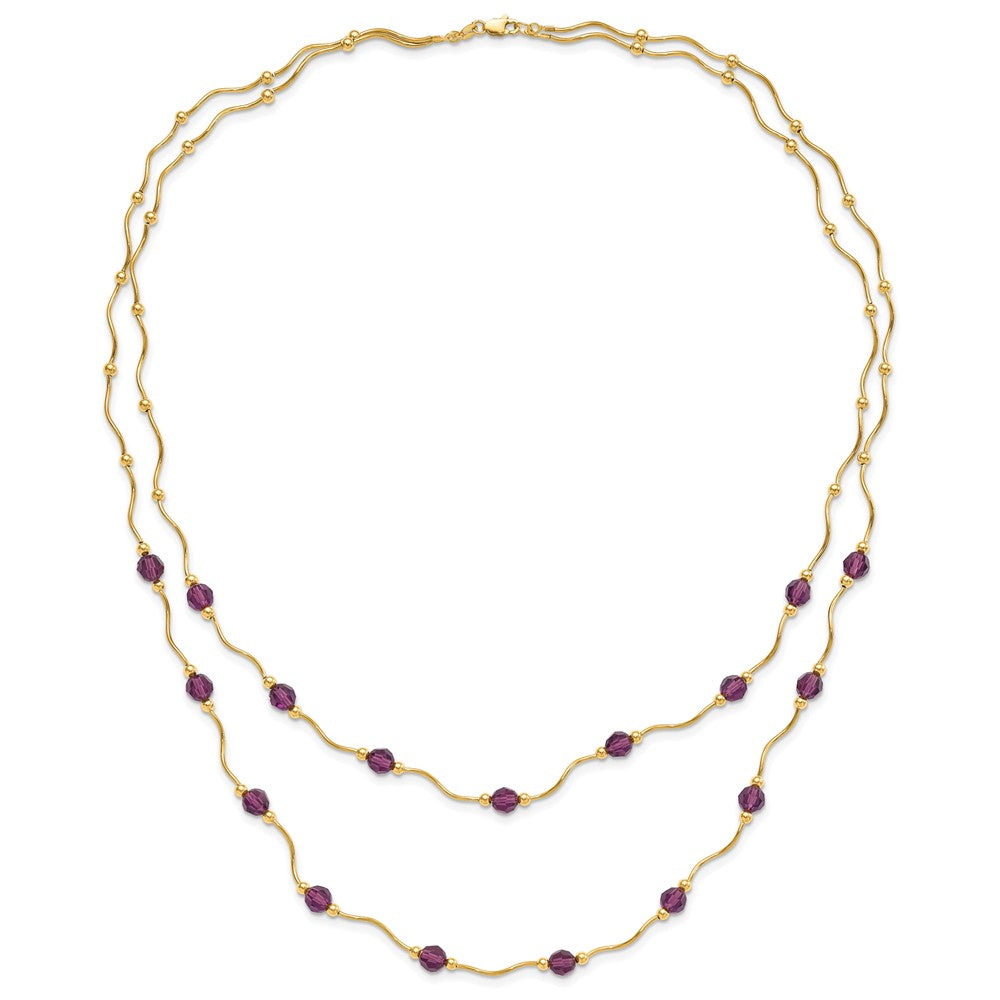 14ky Spiral Bead & Purple Crystal Multistrand Necklace