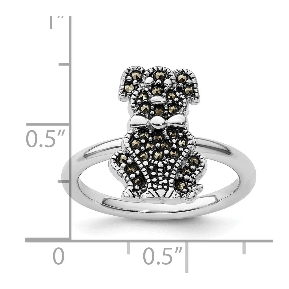 Sterling Silver Stackable Expressions Marcasite Dog Ring Size -10