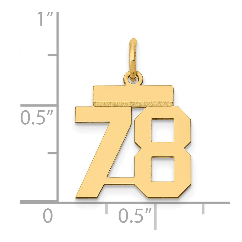 14k Small Polished Number 78 Charm
