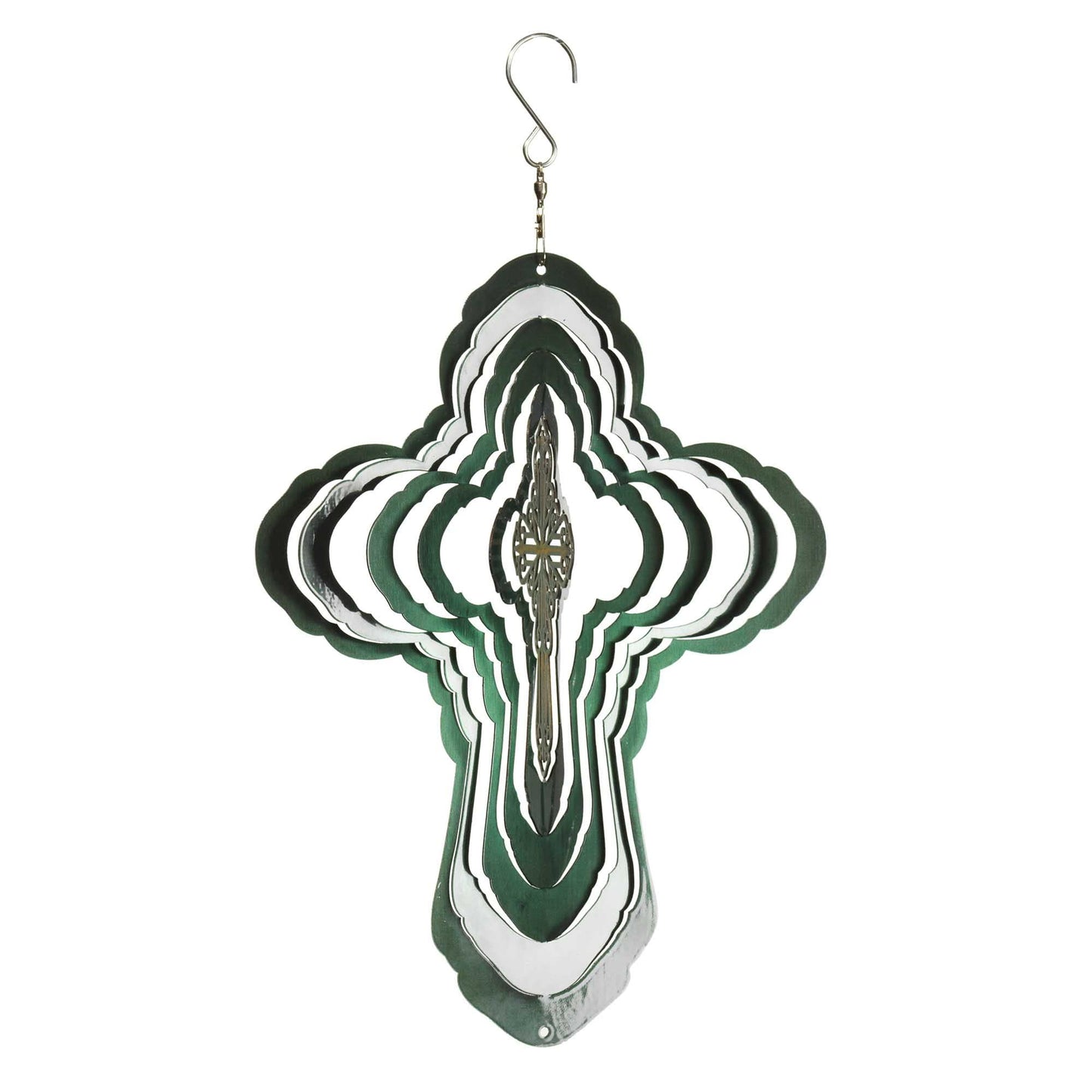 Wind Spinner Cross Steel 12In