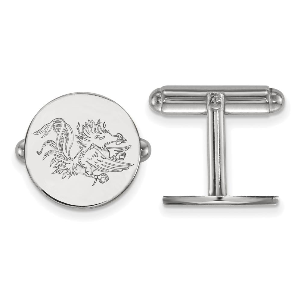 Sterling Silver Rhodium-plated LogoArt University of South Carolina Gamecock Cuff Links Q-SS052USO
