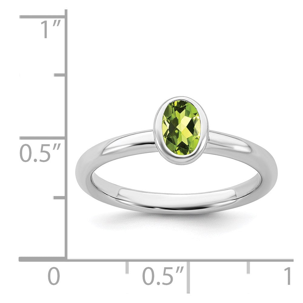 Sterling Silver Stackable Expressions Oval Peridot Ring Size -5
