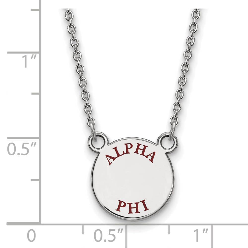 Sterling Silver 18in Official Licensed Greek Sororities Alpha Phi (??) XS Enamel Pendant w/Necklace