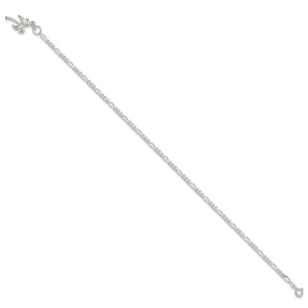 Sterling Silver Palm Tree Anklet 9 inches