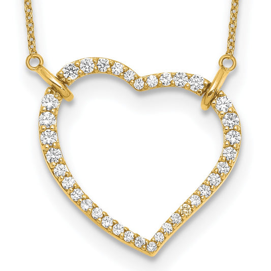 True Origin 14k 3/4 carat Lab Grown Diamond VS DEF 18 inch Open Heart Pendant Necklace