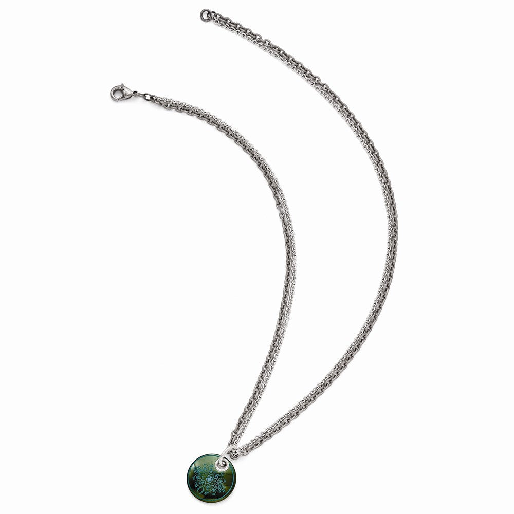 Edward Mirell Black Ti Teal Anodized & Sterling Silver w/ 2in ext. Necklace