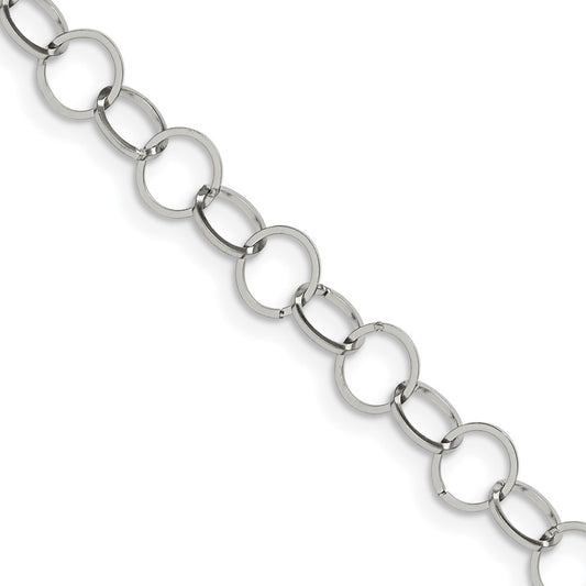 Stainless Steel Polished 8mm Circle Link 22in Necklace