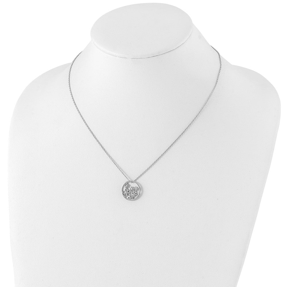 White Ice Sterling Silver Rhodium-plated 18 Inch Diamond Flower Necklace with 2 Inch Extender 18 Inches