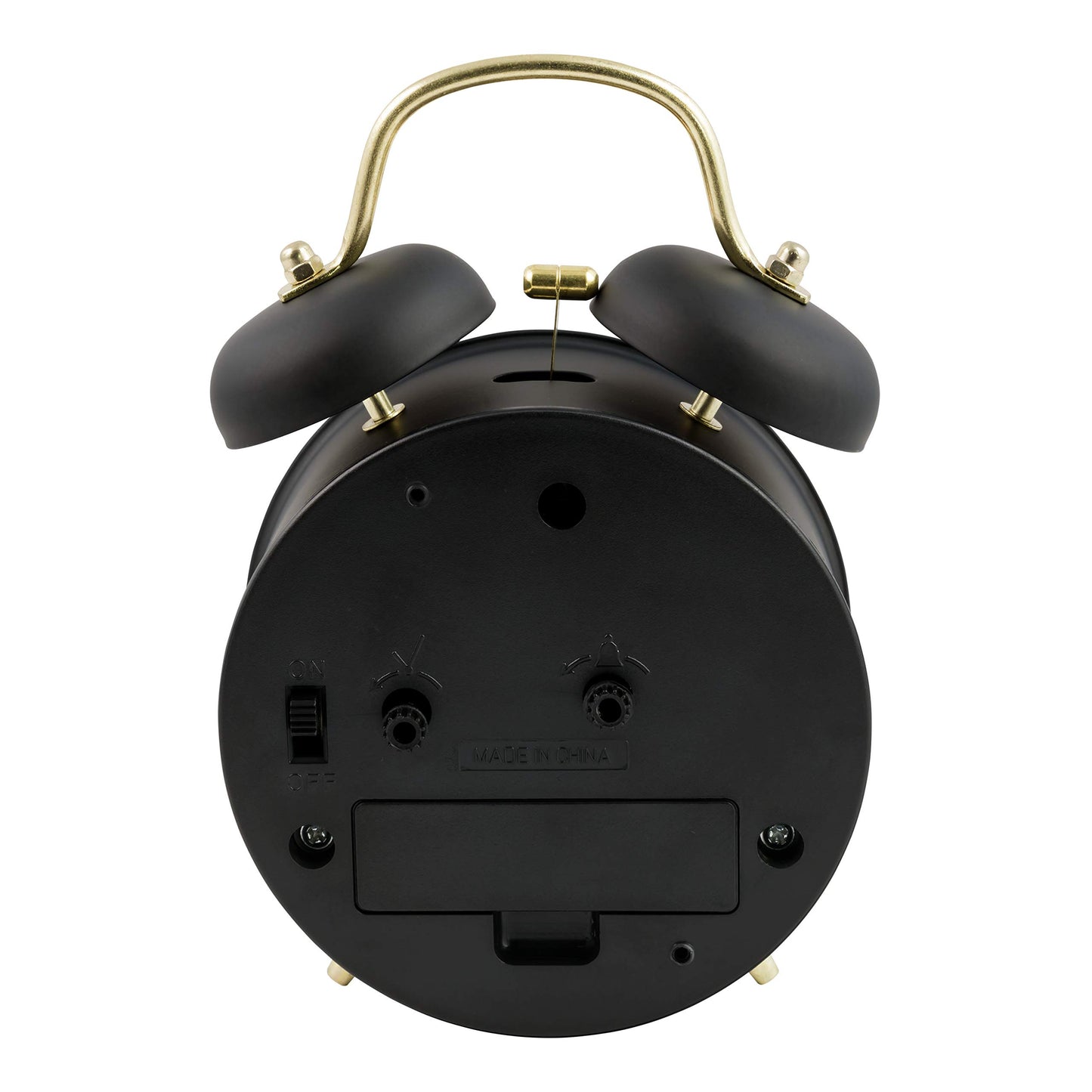 La Crosse Clock Black Twin Bell Quartz Analog Alarm Clock, 617-3314BG