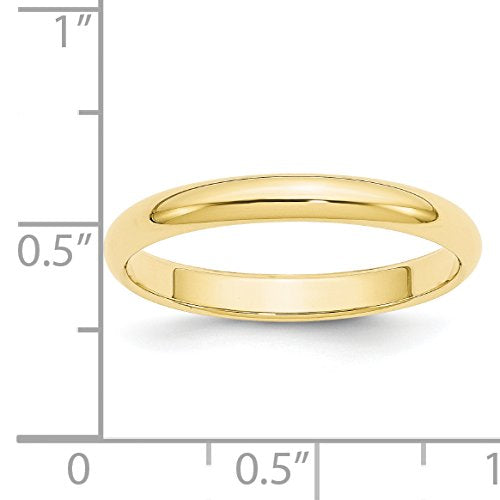 Primal Gold 10 Karat Yellow Gold 3mm Half Round Band Size 5.5