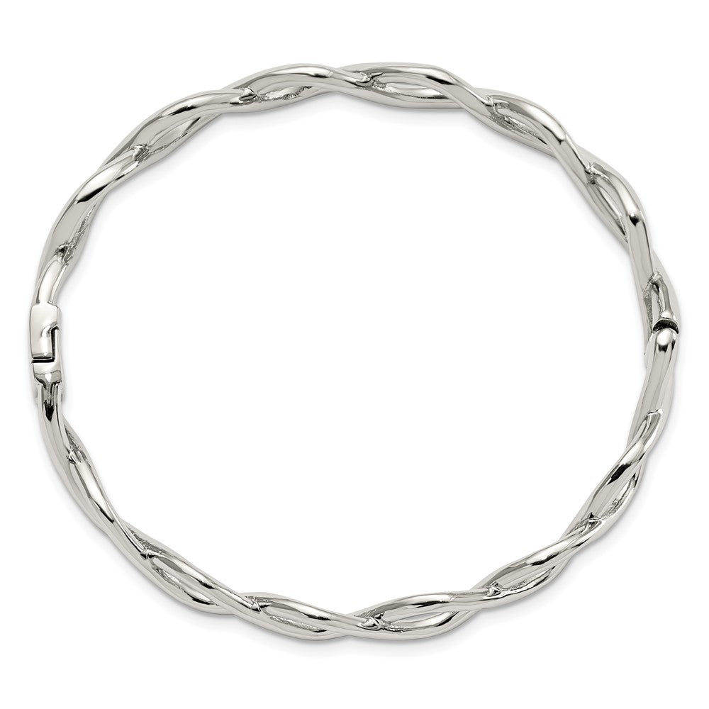 Stainless Steel Polished Criss Cross Hinged Bangle