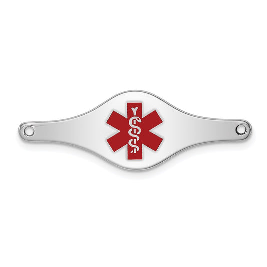 Sterling Silver Rhodium-plated Medical ID Plate 14 inches