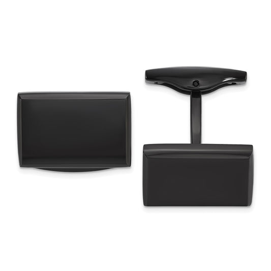 Chisel Stainless Steel Polished Black IP-plated Rectangle Cuff Links