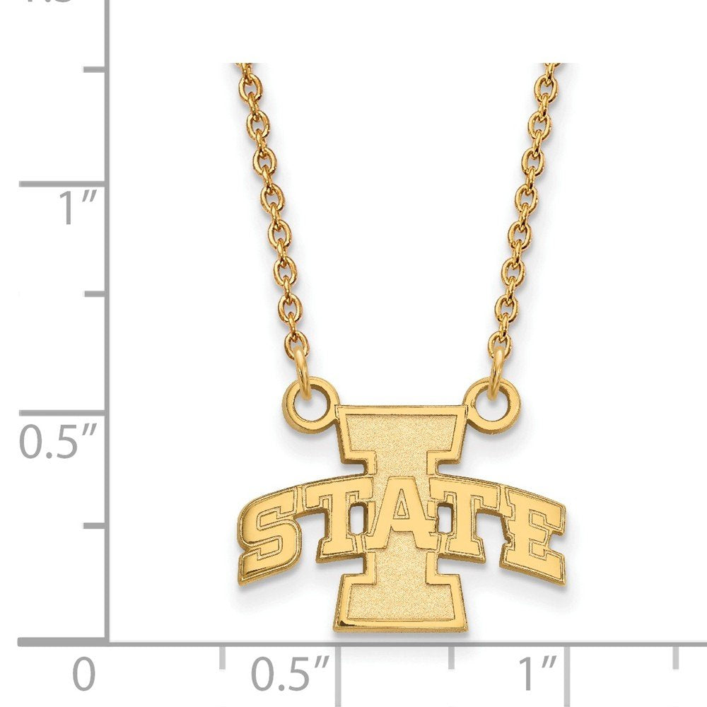 Sterling Silver Gold-plated LogoArt Iowa State University Small Pendant 18 inch Necklace QGP006IAS-18