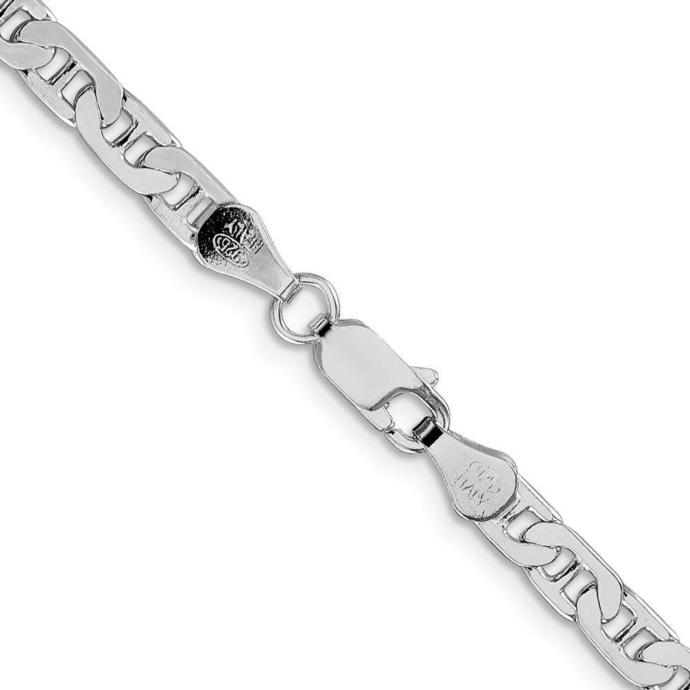 Sterling Silver Rhodium-plated 4.5mm Flat Anchor Chain 18 Inches