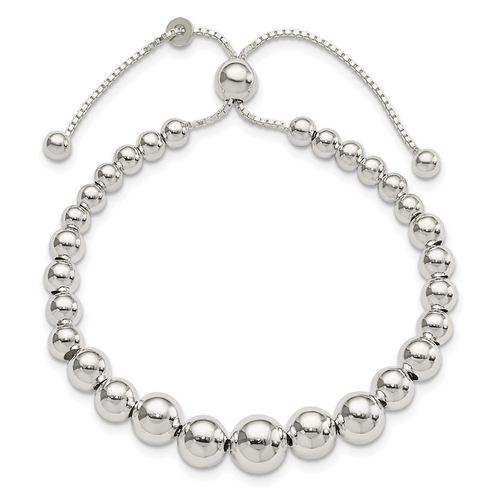 Sterling Silver Graduated Beads Adjustable Bracelet 8.5 inches