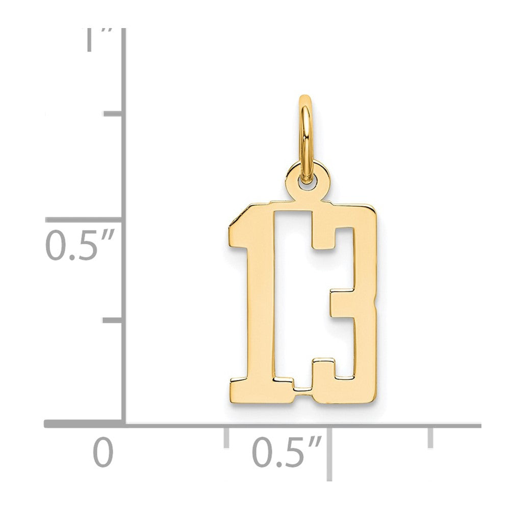 14k Small Elongated Number 13 Charm