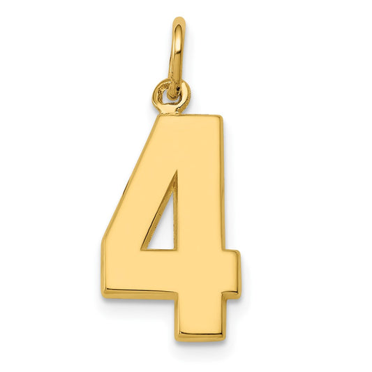 10k Medium Polished Number 4 Charm