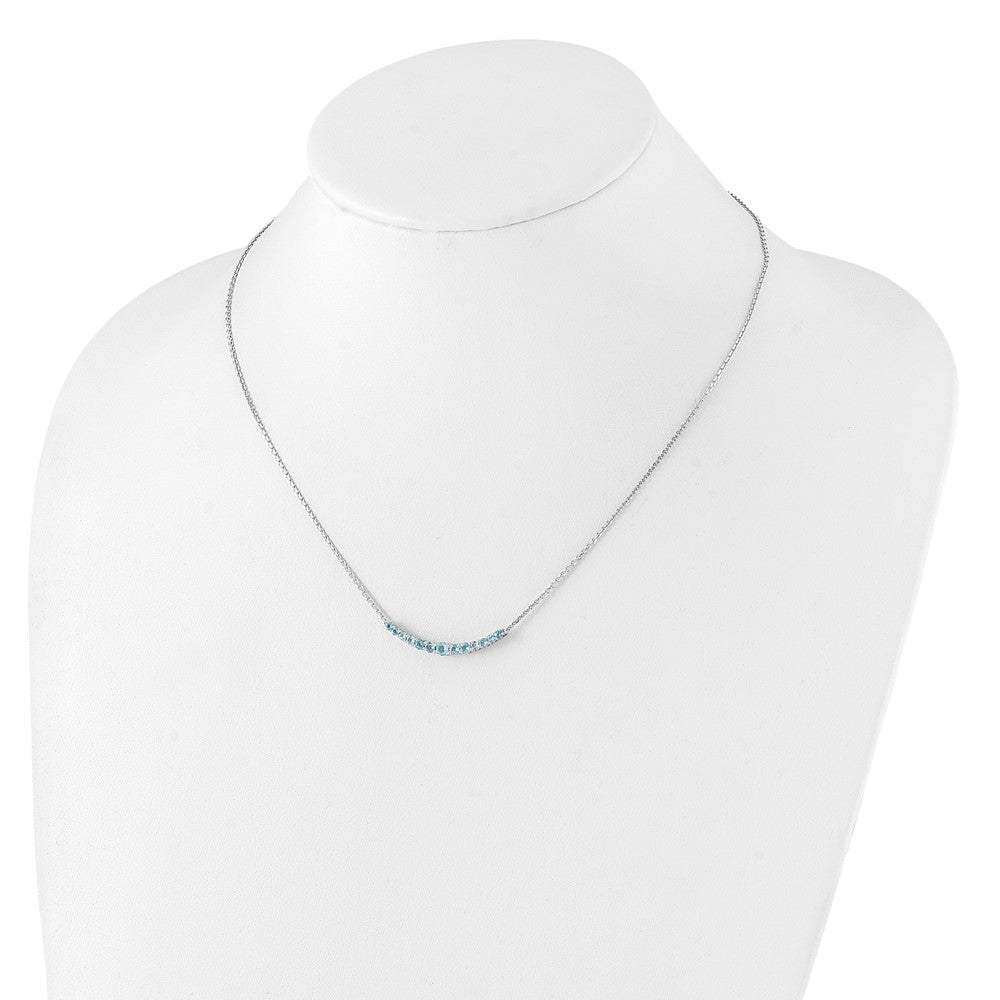 Sterling Silver Rhodium-plated Blue Topaz Pendant w/Necklace 18 Inches