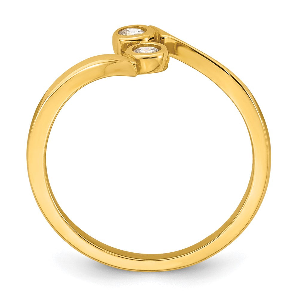 10k Polished Bezel-set White CZ Bypass Toe Ring