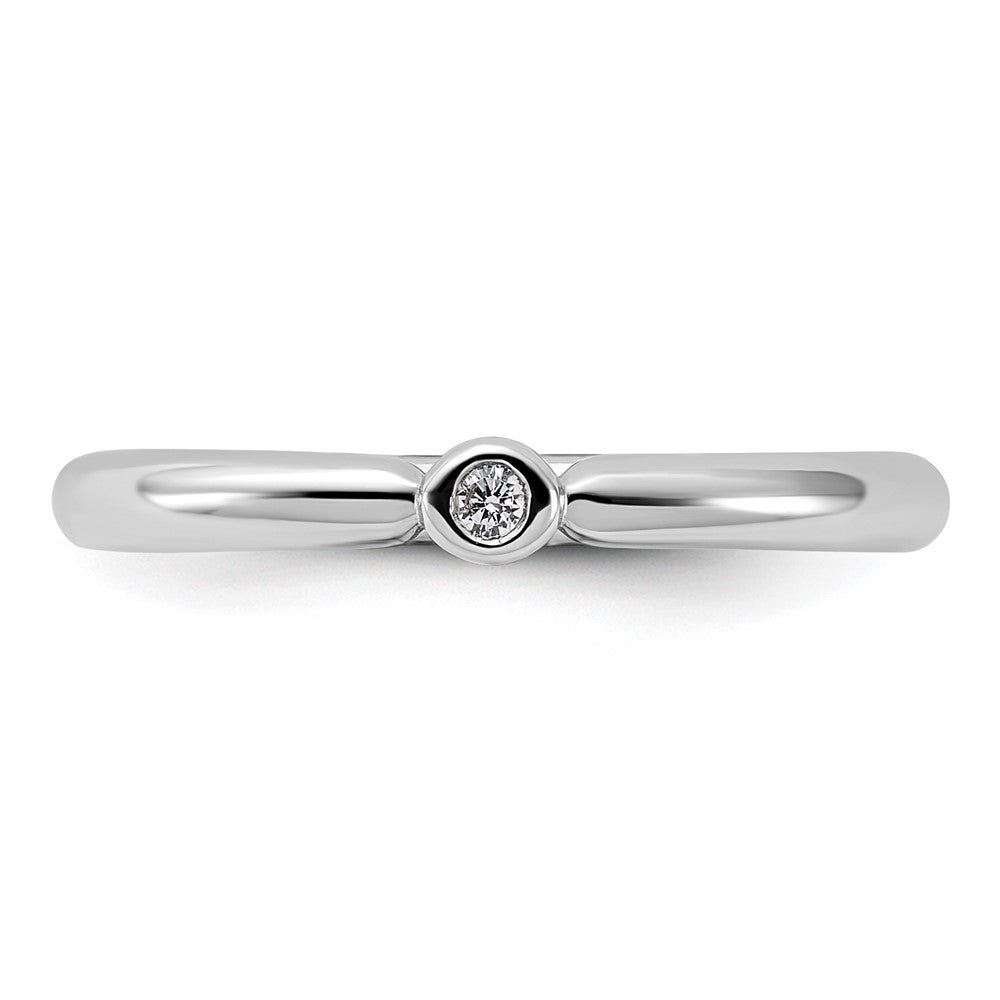 Sterling Silver Stackable Expressions Rhodium-plated CZ Ring Size -8
