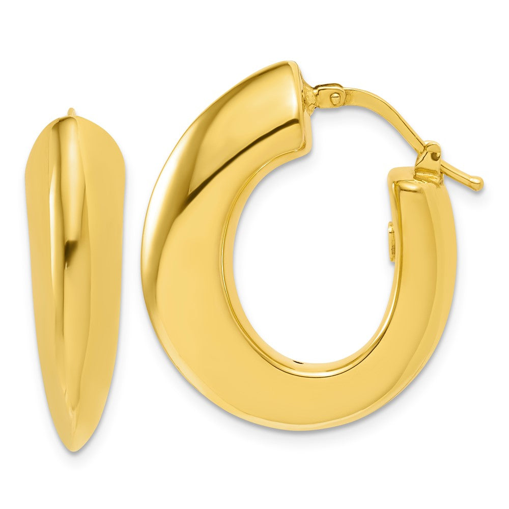 JBN 14K Polished and Knife Edge Graduated Oval Hoop Earrings