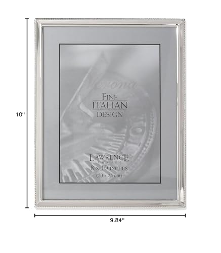Lawrence Frames Polished Silver Plate 8x10 Picture Frame - Bead Border Design