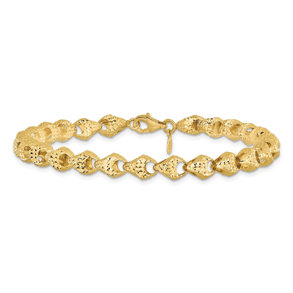 14K Diamond-cut Fancy Link Bracelet 7.5  inches