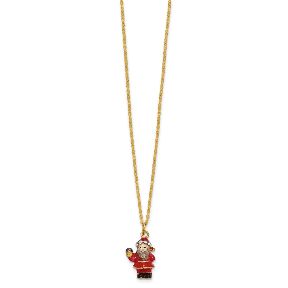 Luxury Giftware by Jere Bejeweled GIFT GLIDER Santa in Plane Trinket Box with Matching 18 inch Necklace