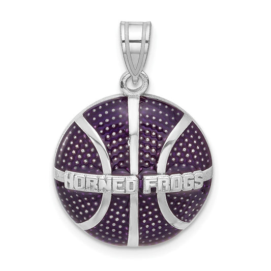 Sterling Silver Epoxied TCU Horned Frogs Basketball