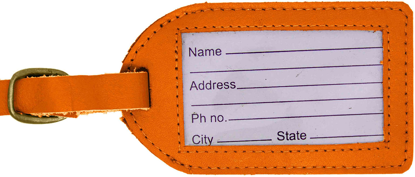 Orange Leather Luggage Tag with Buckle Strap QGM22551