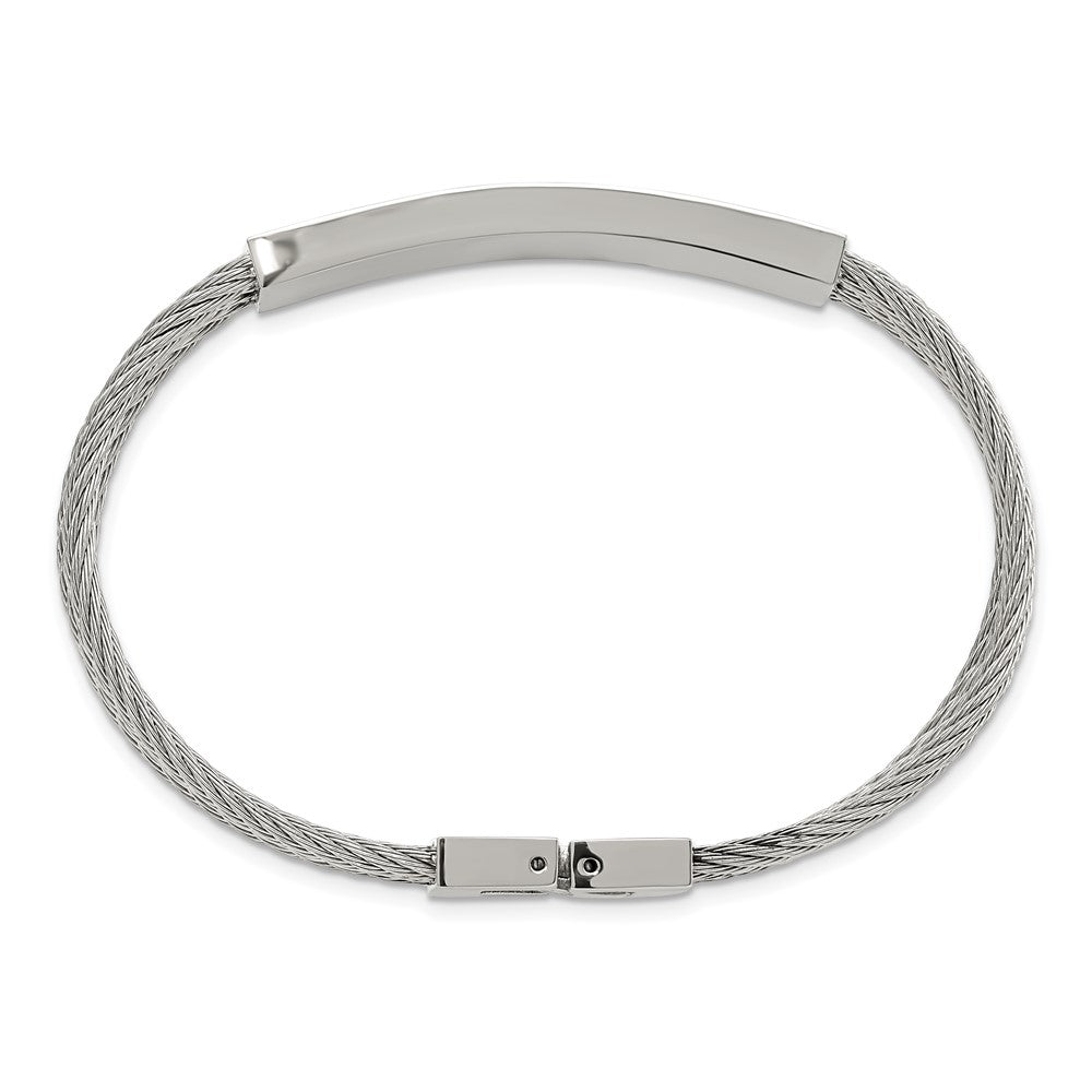 Stainless Steel Polished Black IP-plated .15ct tw. Diamond 7.75in Bracelet 7.25 inches