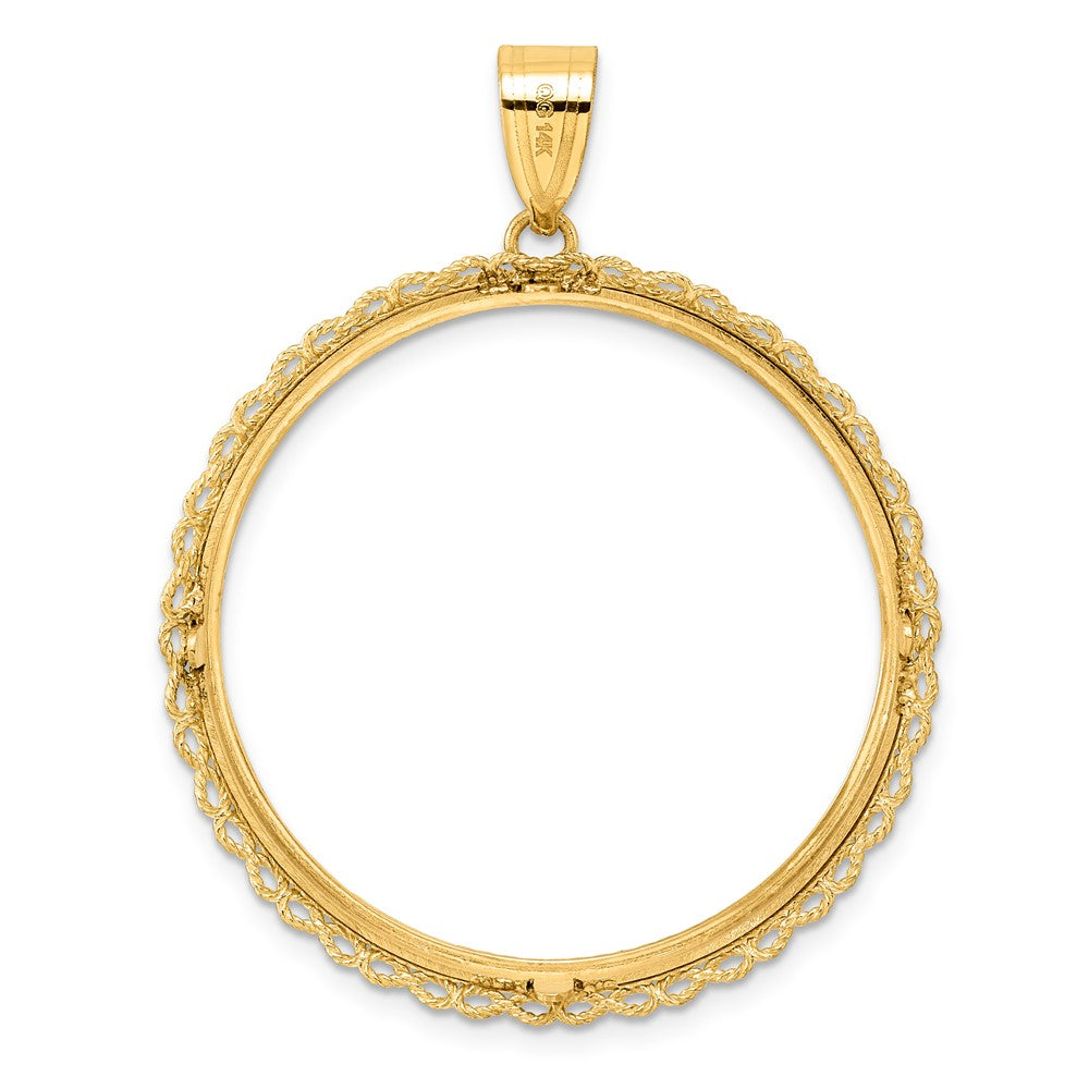 14k Diamond Cut Double Rope with 32.0mm Prong Coin Bezel Pendant