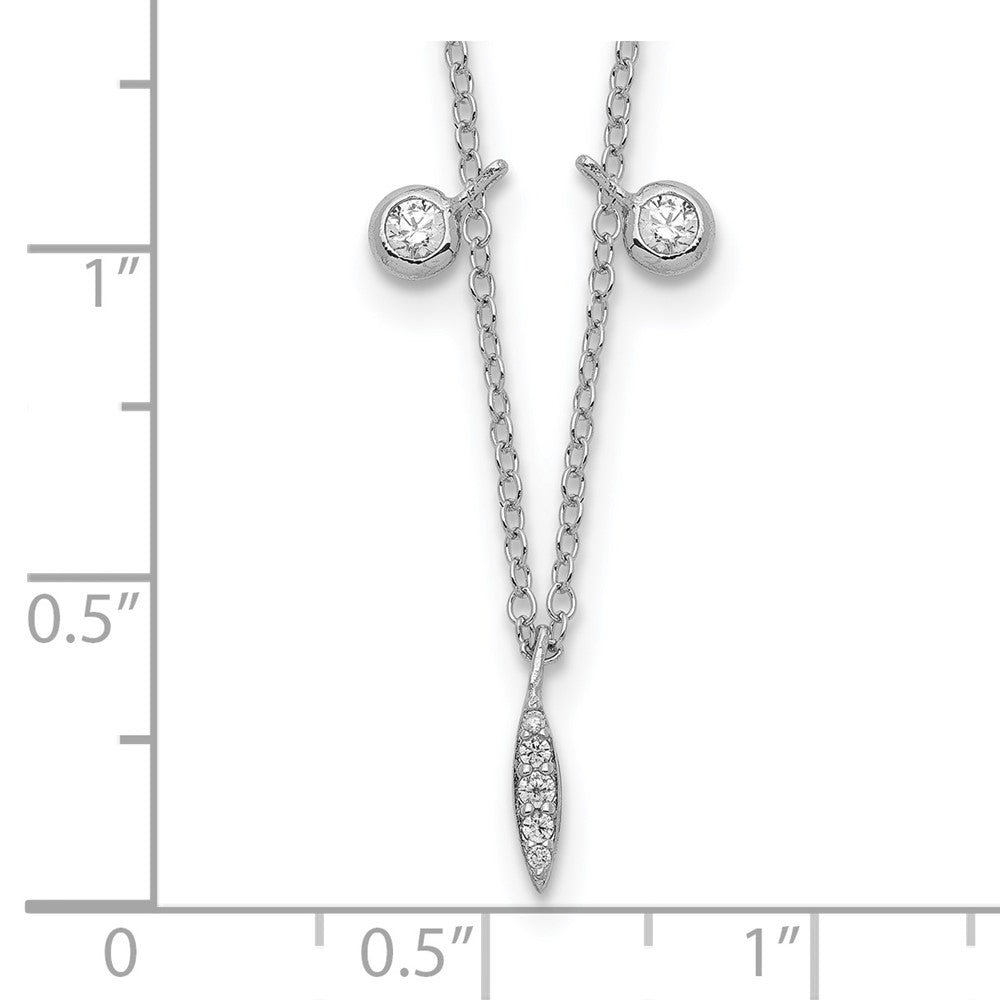 Sterling Silver Rhodium-plated CZ w/2in ext Necklace 16 Inches
