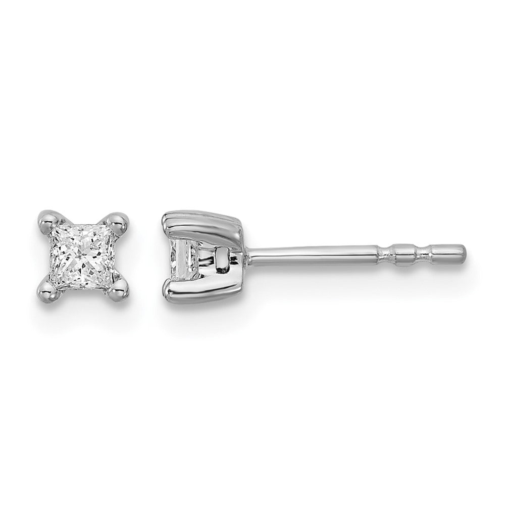 14K White Gold 1/4 Carat Lab Grown Diamond VS/SI+ G+ Princess 4-Prong Complete Stud Earrings