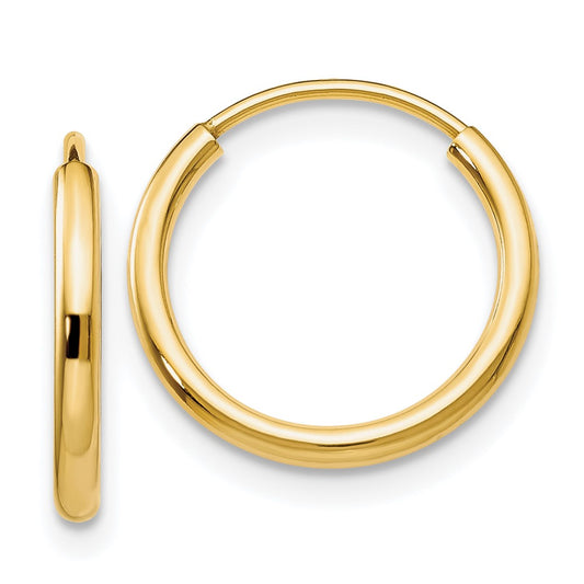 10k 1.2mm Polished Round Endless Hoop Earrings