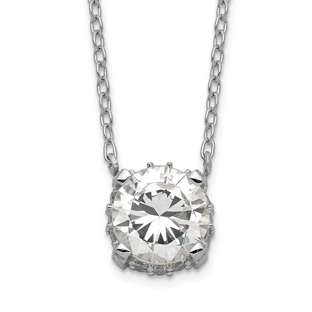 Sterling Silver Rhodium-plated 7mm CZ Necklace 18 Inches