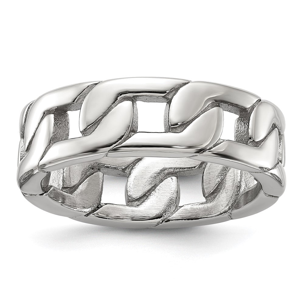 Chisel Stainless Steel Polished Chain Style 7mm Band Size - 9