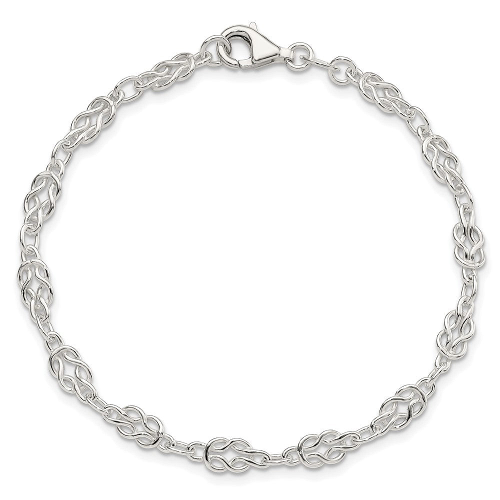 Sterling Silver 4.5mm Herculean Knot Link Bracelet 7.25 inches