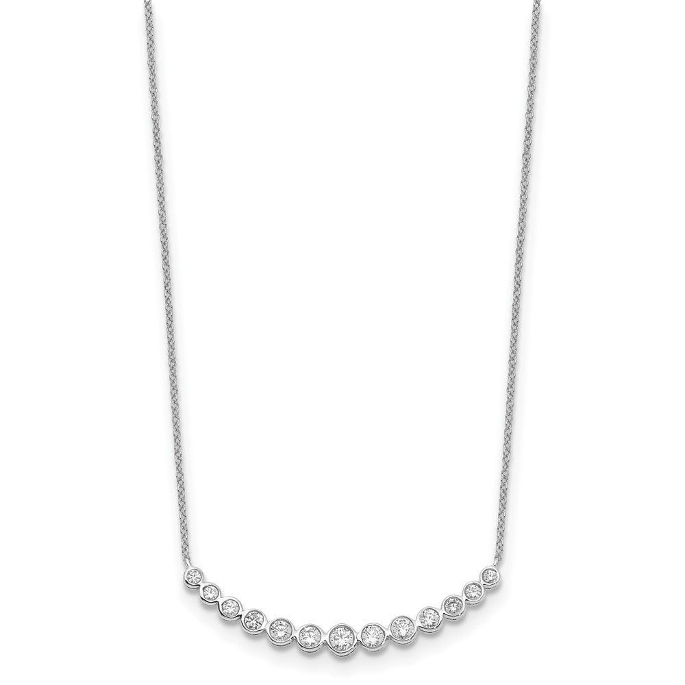 True Origin 14K White Gold 3/4 carat Lab Grown Diamond VS  D E F 18 inch Graduated Curved Bar Necklace