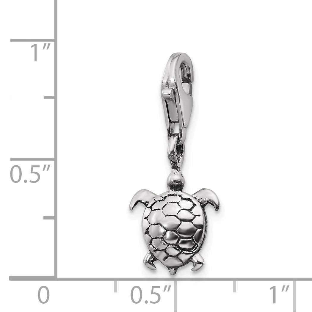 925 Sterling Silver Polished Oxidized Fancy Lobster Closure Reflections Turtle Click on Bead Charm 22.73x8.18mm Wide Pen