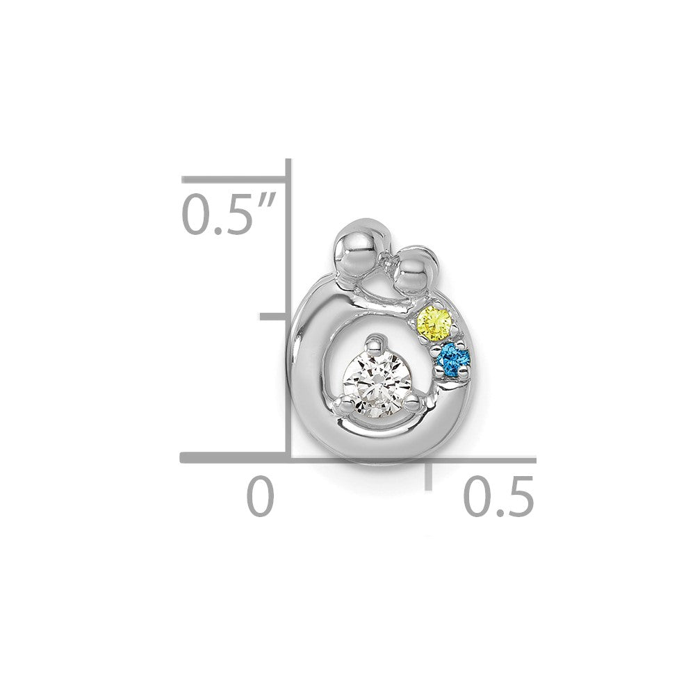 14k WG 2 Birthstone and Dia Mother/Child Chain Slide Semi-mount